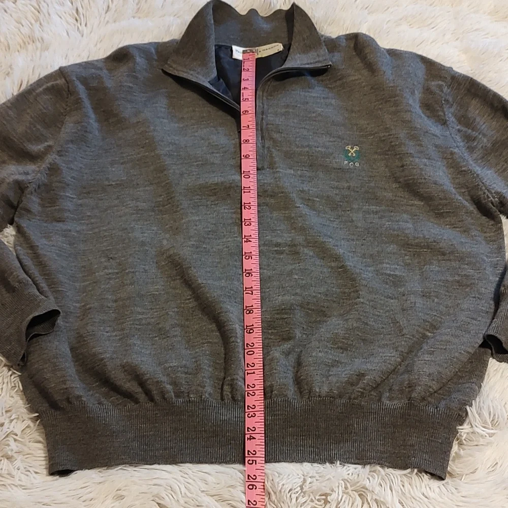 Fairway & Greene Mens 100% Wool Quarter Zip Windsweater Charcoal Heather Size M